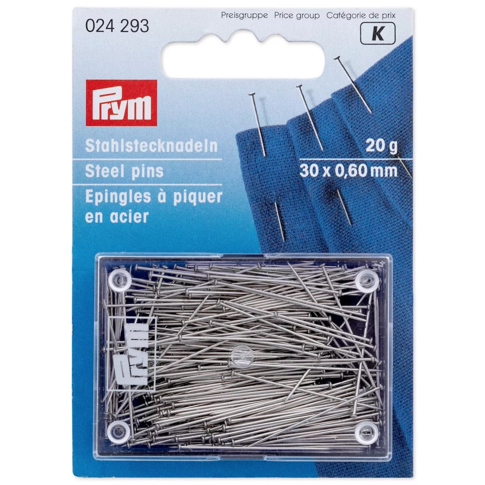 Prym Straight Steel pins 0.60 x 30mm on a 20g box