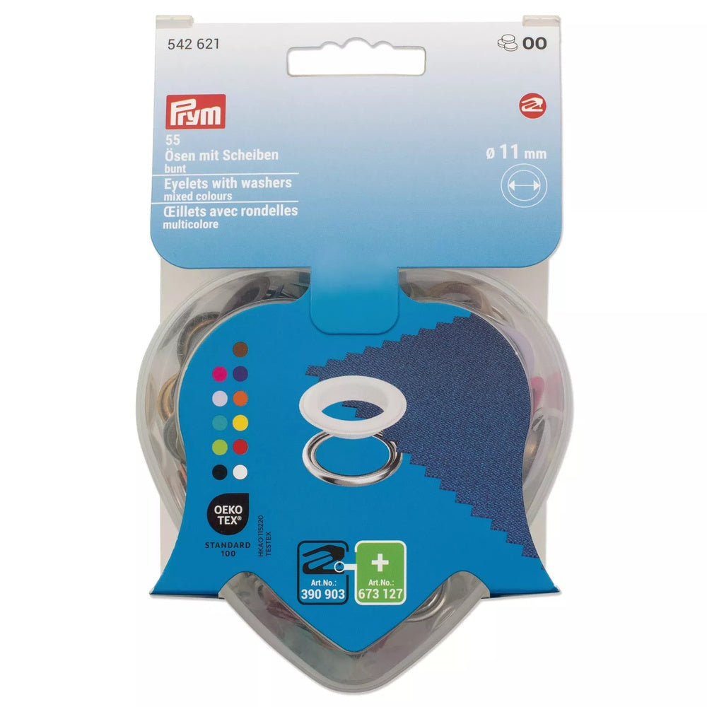 Prym 11 mm Eyelets with washers, mixed colours