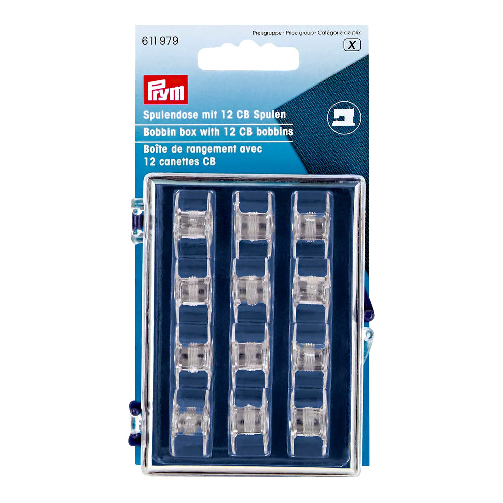 Prym Bobbin Box with 12 CB Plastic Bobbins