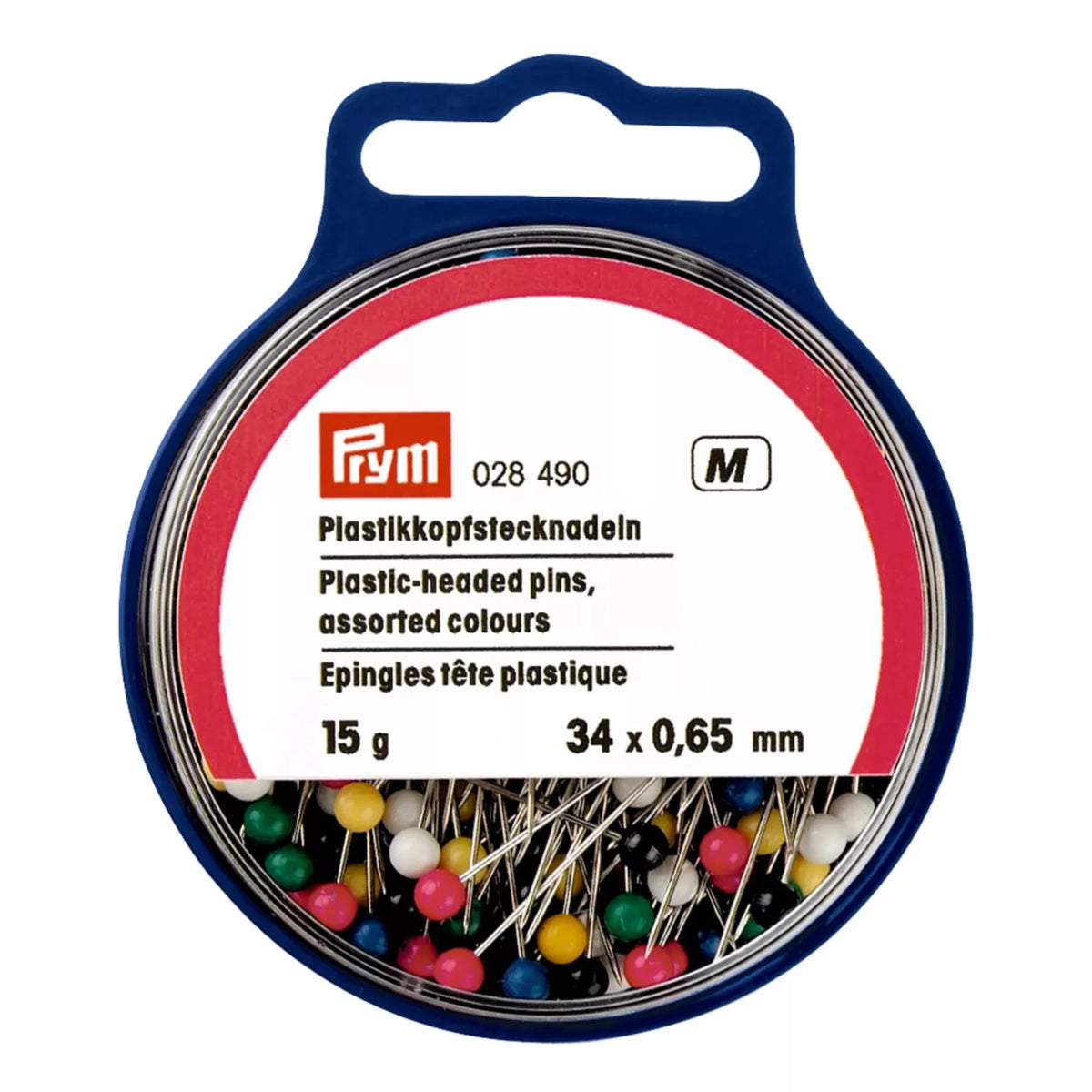 Prym 15g Plastic-headed Straight Pins 0.65 x 34mm Multi-colour